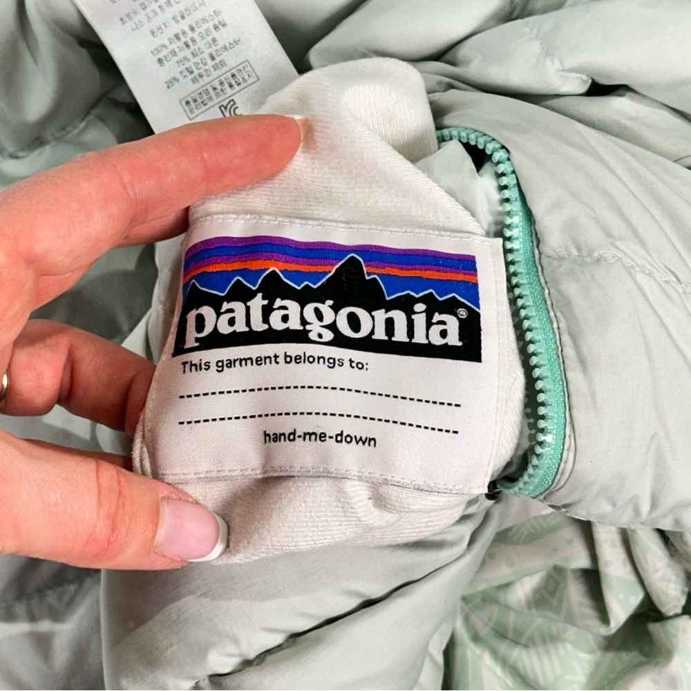 Patagonia kids reversible down puffer jacket hooded winter coat girls L - Picture 11 of 16